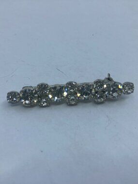 Vtg rhinestone crystal wedding bridal silver tone brooch